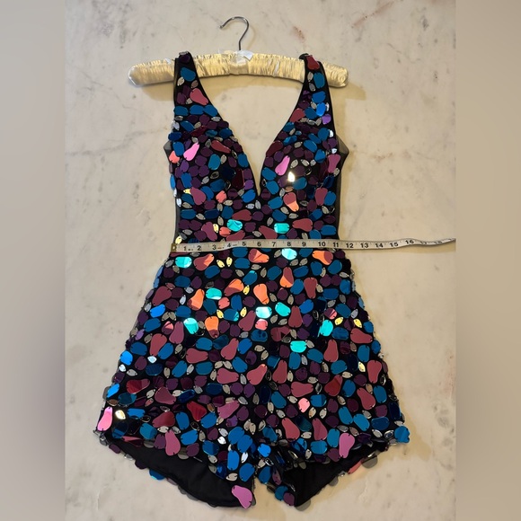 Jovani Jeweled Romper / Size 0 / Teal - Fucsia- Pink - Silver- Black - Picture 9 of 14